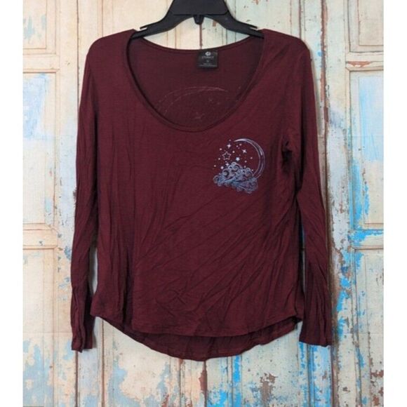 Stunner California Womens Size Medium Maroon Long Sleeve Scoop Neck T-Shirt - Picture 1 of 9